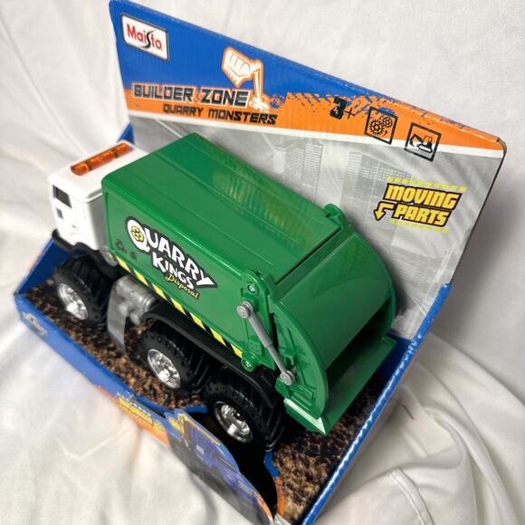 New Maisto Metal Builder Zone Quarry Kings Disposal Garbage Truck Toy Green - Picture 3 of 5